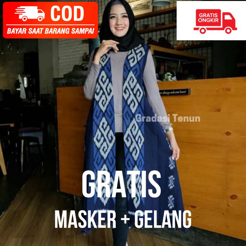 Outher longvest tenun toraja dongker