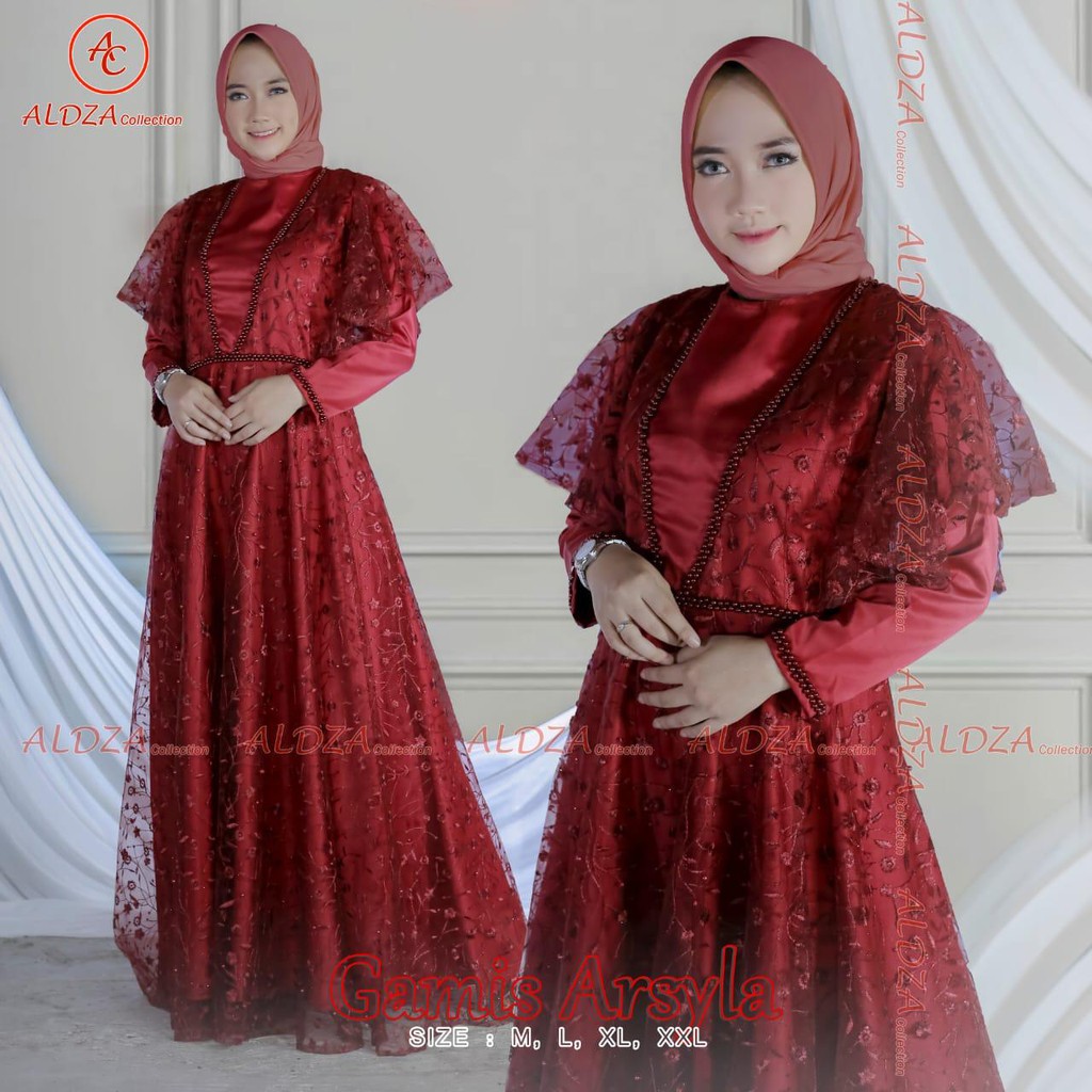 GAMIS TULLE BORDIR MUTIARA &amp; PAYET ARSLYLA