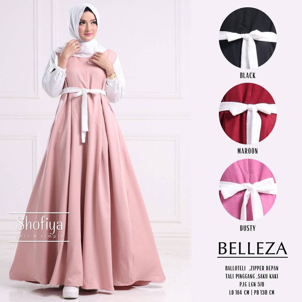 TERMURAH    BELLEZA DRESS/jilbab instan/ syari dress/ loreal mascara/gaun dress/ muslim murah