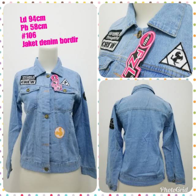 Jaket denim bordir mickey
