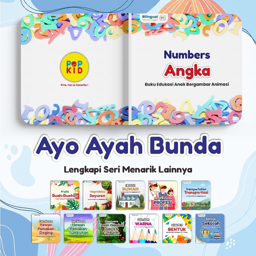 PAKET 3 PCS BUKU MINI BOOK PENGENALAN PENGETAHUAN BILINGUAL ANIMASI EDUKASI ANAK BAYI PAUD