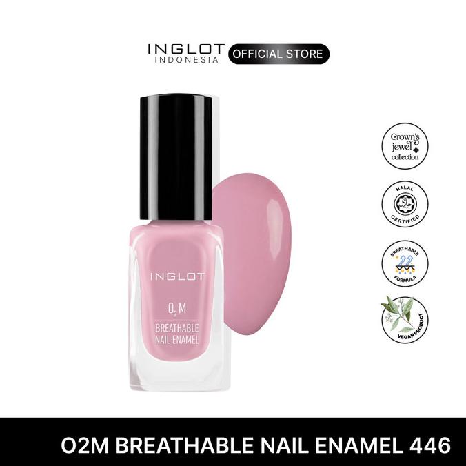 Inglot O2M Breathable Nail Enamel 446 - Kutek Halal Soft Pink, 11 Ml Termurah