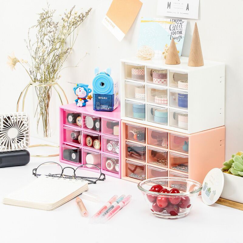 9 Drawers Mini Storage Box Laci Aksesoris Desktop Aesthetic Desk Pekanbaru