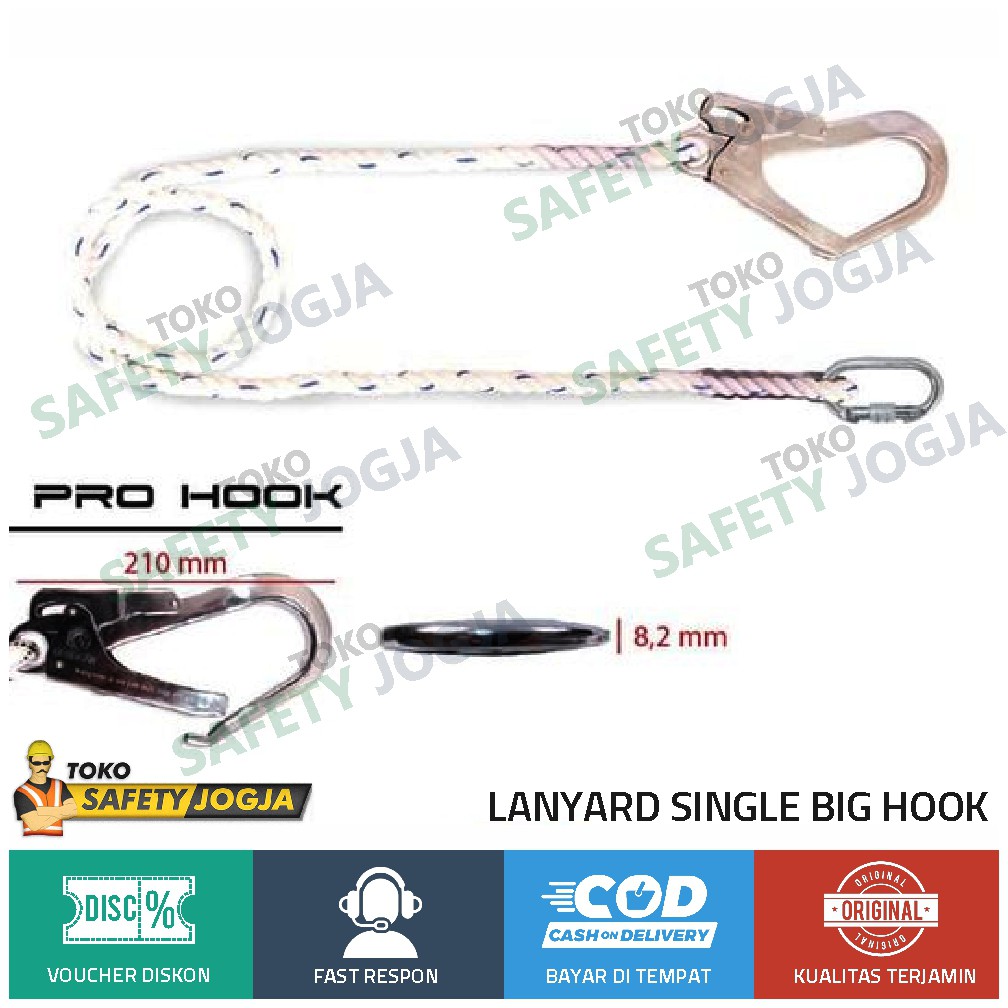 Tali Lanyard Safety Single Big Hook climbing harness safety