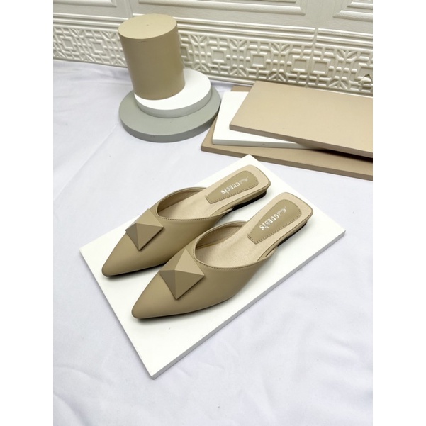 sendal flat shoes wanita terbaru kekinian pesta MAUDE GUESIS Sendal flat premium import gledis 09