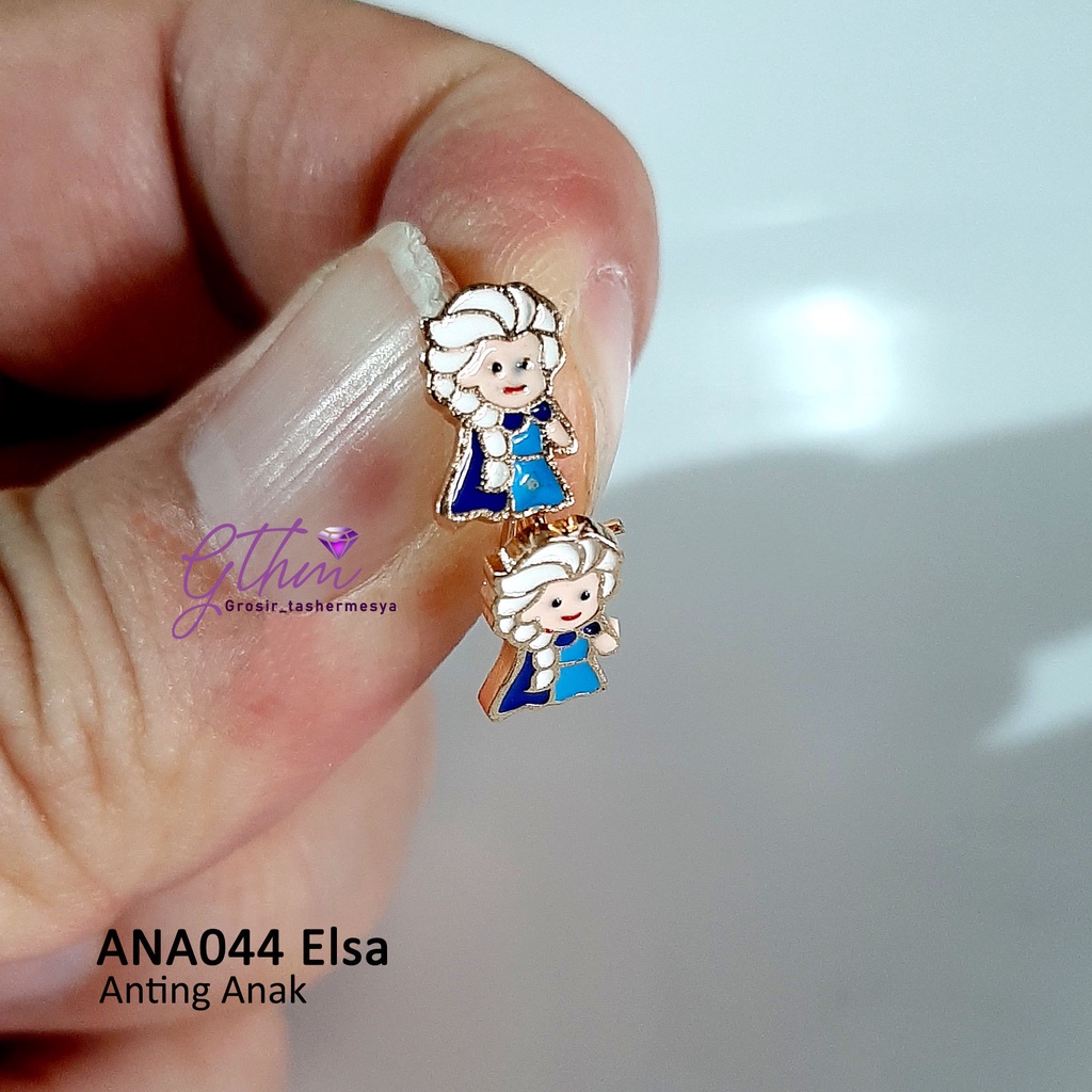 Anting Anak Elsa Frozen Princess Gold Plated Anti Karat Jual Titanium ANA044 GTHM