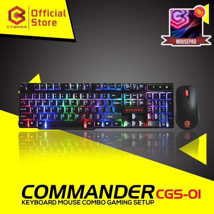 Keyboard Mouse Combo Cyborg CGS-01 Commander Free Mousepad