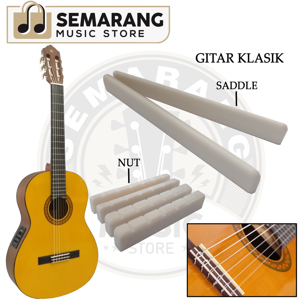 Nut Saddle Gitar Klasik Nylon 1set Atas Bawah