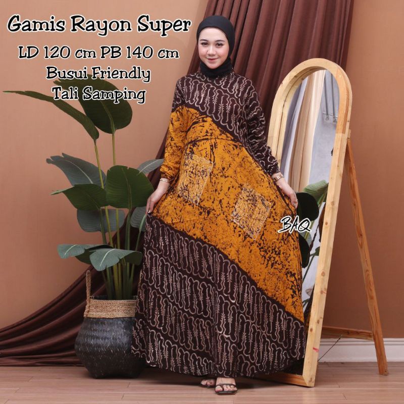 Gamis Rayon Twill Ori Super Premium Jumbo Batik Cap Malaman Terbaru Busui Resleting Depan Home Dress Syari Kekinian Termurah