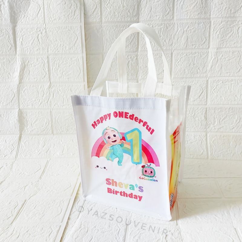 

tas ultah kartun karakter custom cocomelon tas souvernir goodiebag