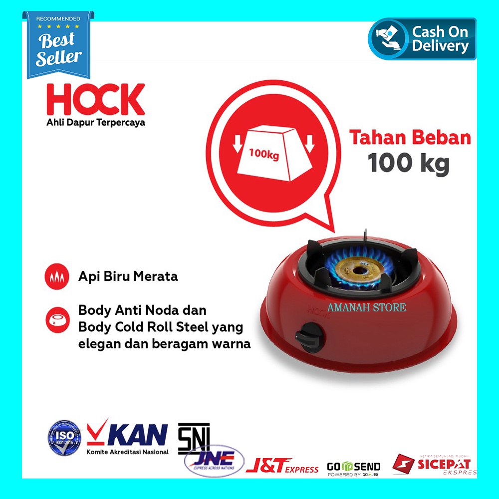 HOCK MUTIARA DELUXE 100MD Kompor Gas 1 Tungku Si Api Biru - WARNA MERAH (PALING LARISSS)