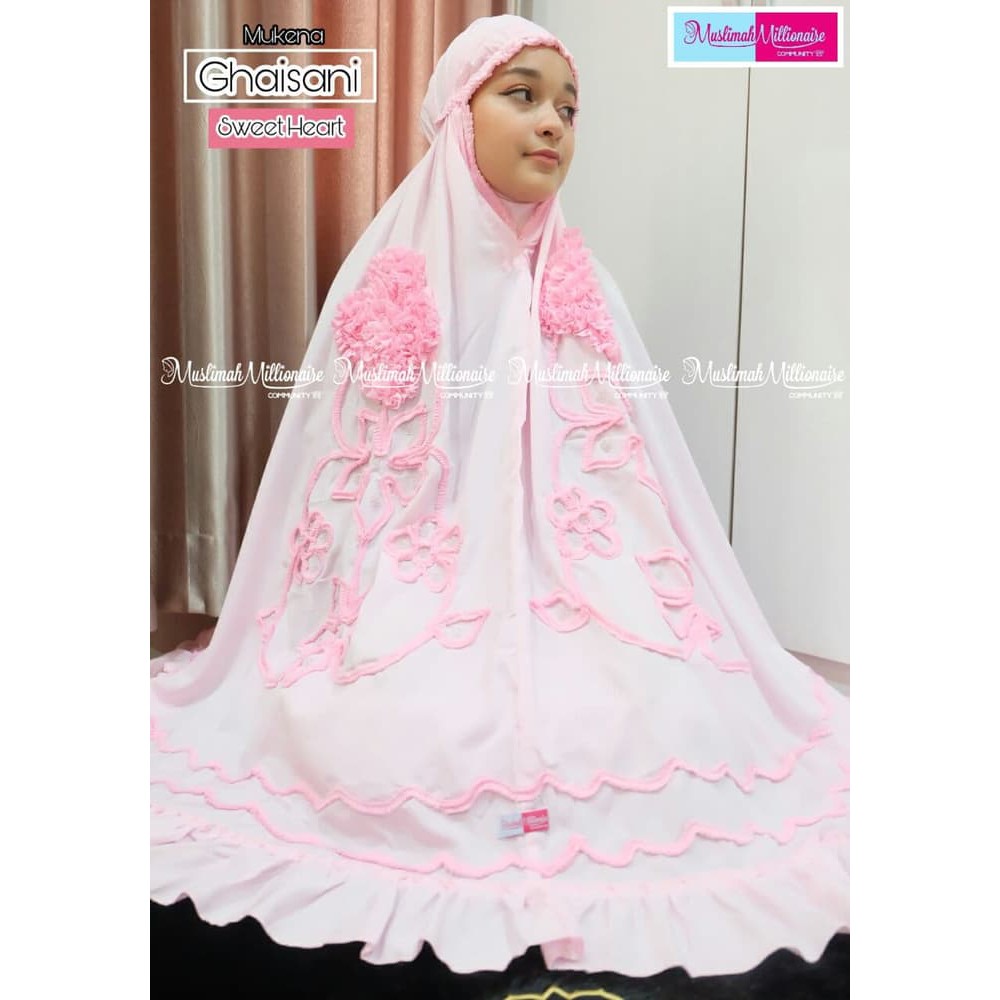 Termurah !!! Azurra Shop Mukena Ghaisani Sweet Heart Pink Edition Mukena Dewasa Fashion Muslim Murah