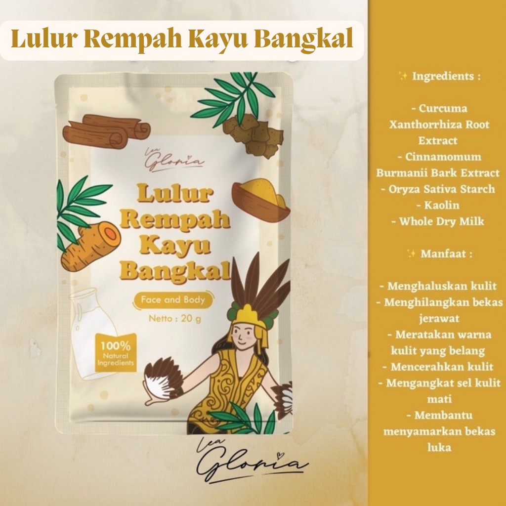 Lulur Rempah Kayu Bangkal Lulur Rempah Hitam By Lea Gloria 20gr BPOM Lulur Wajah dan Badan