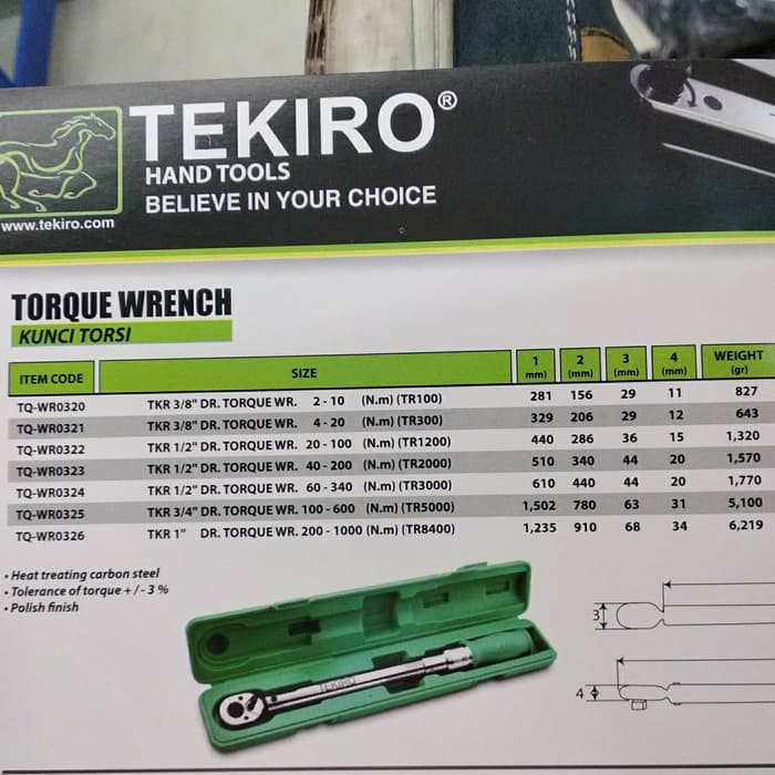 KUNCI TORSI TEKIRO TR1200 - KUNCI TORSI 20-100 N.m TEKIRO - TORSI