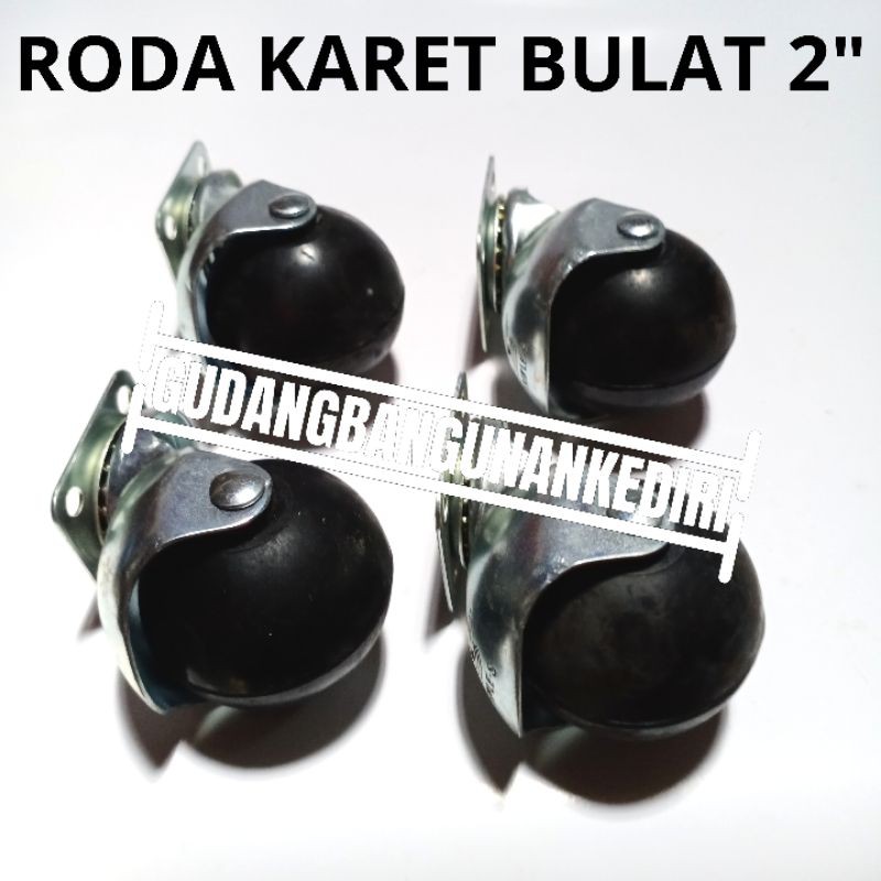 Roda Karet 2&quot; / Roda kursi bulat / Roda caster Roda karet bulat