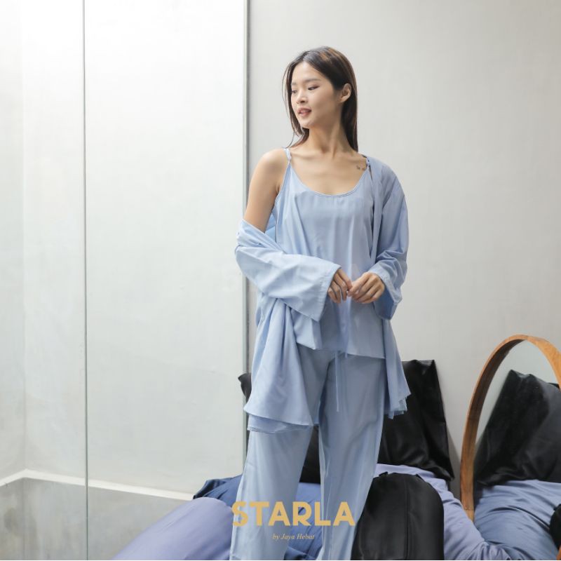 BAJU TIDUR SET 3IN1 PIYAMA WANITA PREMIUM DEWASA KIMONO SEKSI RAYON HERNI STARLA