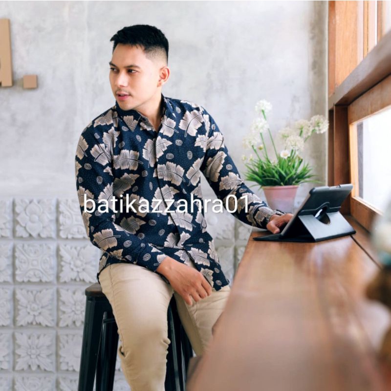 kemeja batik pria modern premium slim fit full puring