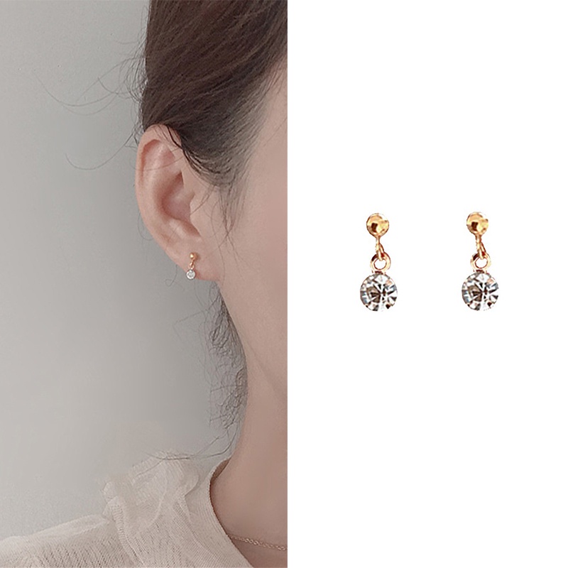 1 Pasang Anting Rumbai Liontin Zirkon Inlaid Gaya Elegan Untuk Perhiasan Wanita