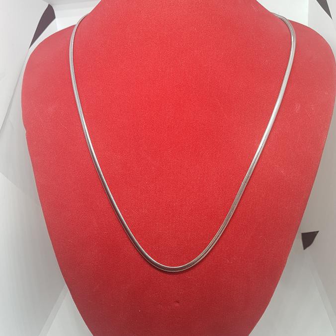 PROMO kalung belut gepeng 3.ml tebal . panjang 50 cm. besi putih asli ambon