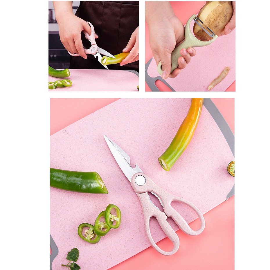 BOSJKT0023 Pisau Dapur 6in1 Jerami Gandum Anti Lengket Anti Karat / Kitchen Knives Set