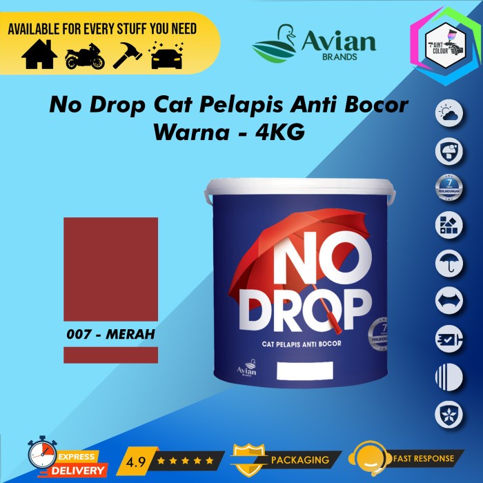 NO DROP 4KG/Galon Cat Pelapis Anti Bocor - 007 Merah