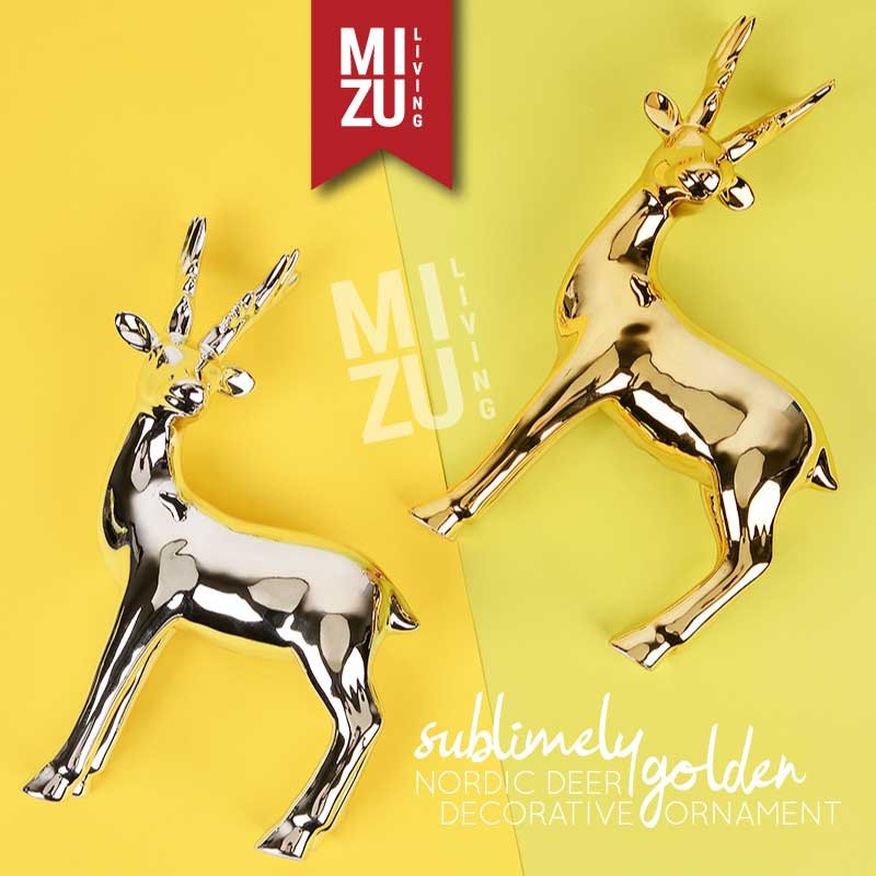 SUBLIMELY GOLDEN NORDIC DEER Ornament Pajangan Ornamen Rusa Emas Silver Hiasan Rumah Home Decor