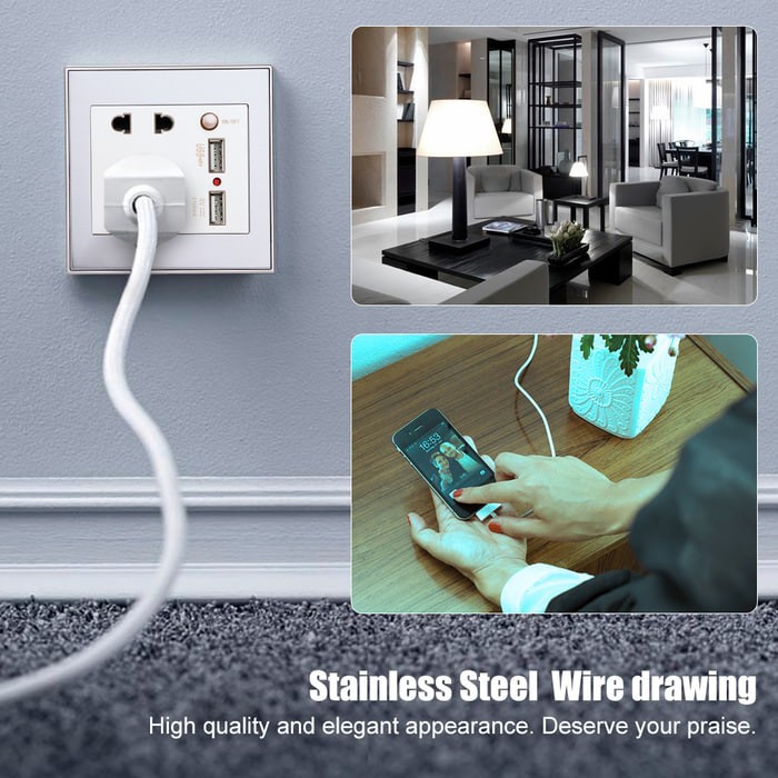 Dual USB Wall Socket Charger AC DC Power Adapter Plug soket tembok