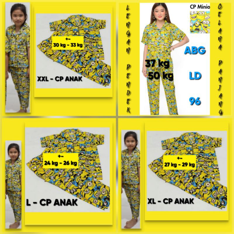 PIAMA BAJU TIDUR COUPLE KELUARGA / piyama stelan ibu dan anak / katun Jepang Karakter  pappoy