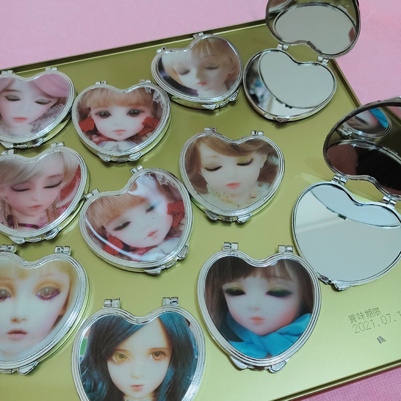 ready cod Cermin rias kaca portable travelling mini karakter pastel cermin lipat-3