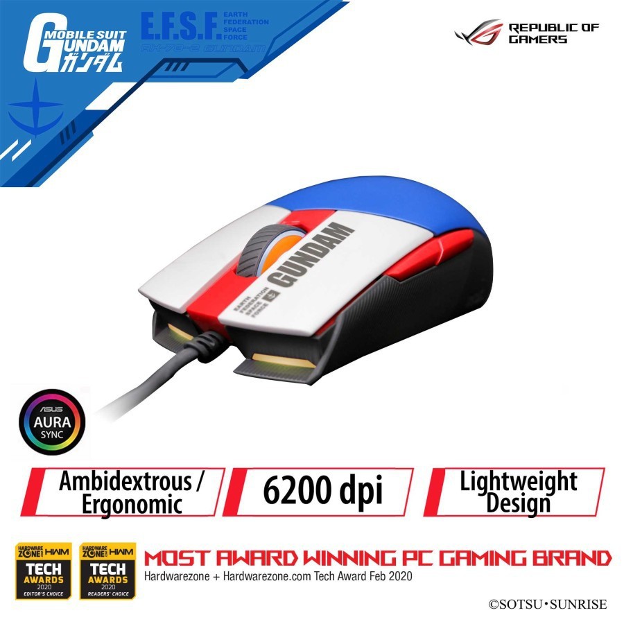 Mouse Asus Rog Strix Impact II RGB Gundam - Mouse Asus Strix Impact II Gundam Edition