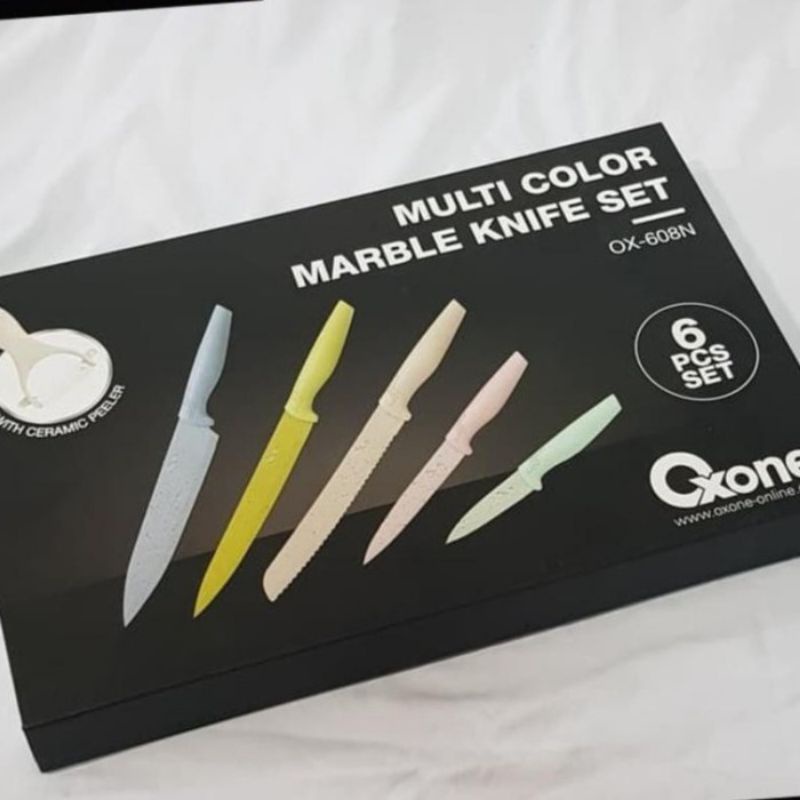 Oxone Pisau Set OX - 608 / Oxone Knife Set Multi Color  Marble 6 psc