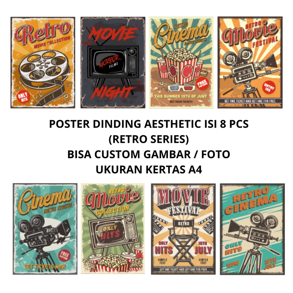 POSTER DINDING AESTHETIC/VINTAGE/RETRO - A4 - POSTER BAND - POSTER METAL - POSTER KAMAR - WALLPAPER