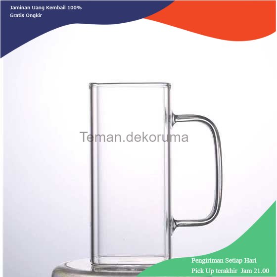 TD - GLS One Two Cups Gelas Cangkir Kopi Glass Coffee Mug 370 ml - CL001