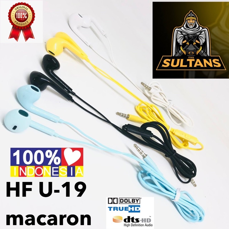 HF U-19 MACARON 100% INDONESIA HANDSFREE SUPER BASS