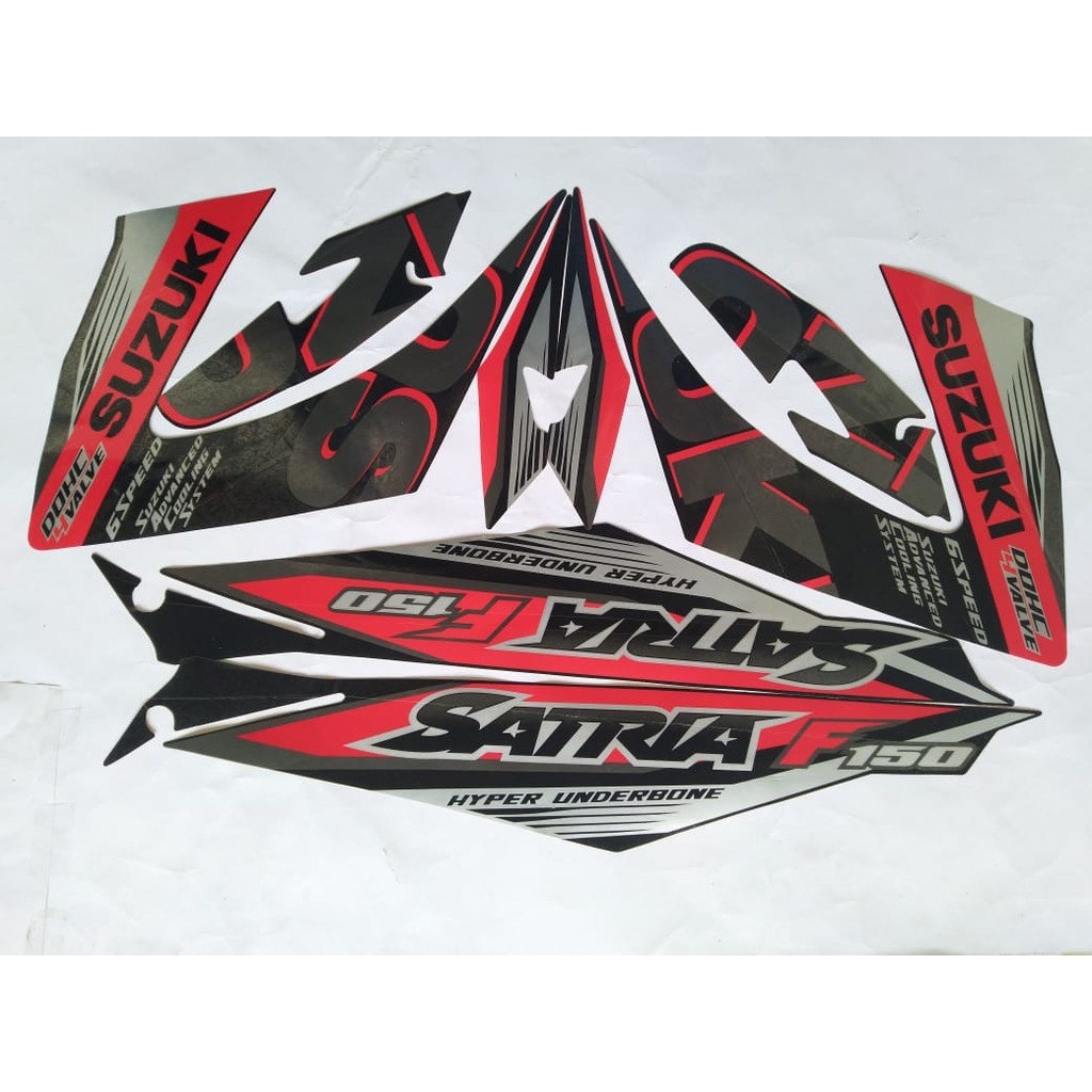 stiker striping satria fu 2015 hitam merah