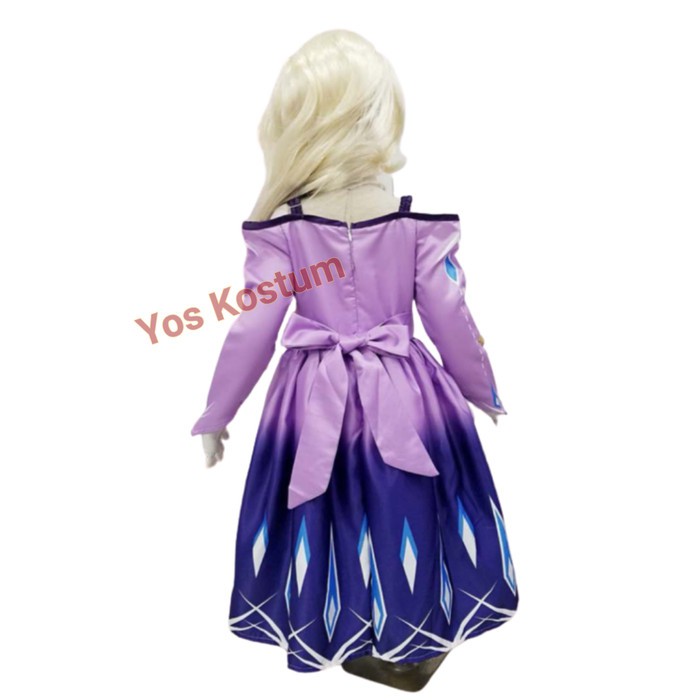 Kostum Princess Anak Elsa Ungu Frozen II Gaun Dress Baju Ulang Tahun Import Perempuan Ultah Costume