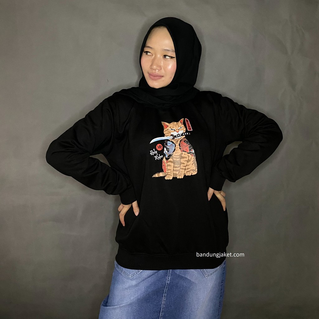 Cat Sweatshirt Holyrider // Sweater Crawneck Pria dan Wanita