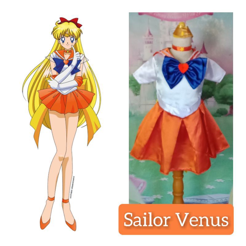 Sailormoon Orange Kostum Anime Sailor Moon Venus untuk Girl dan Dewasa