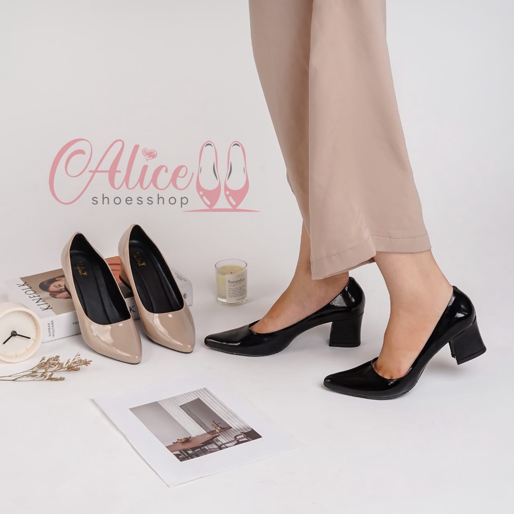 Alice -  High Heels Pantofel Glossy polos Hak tahu