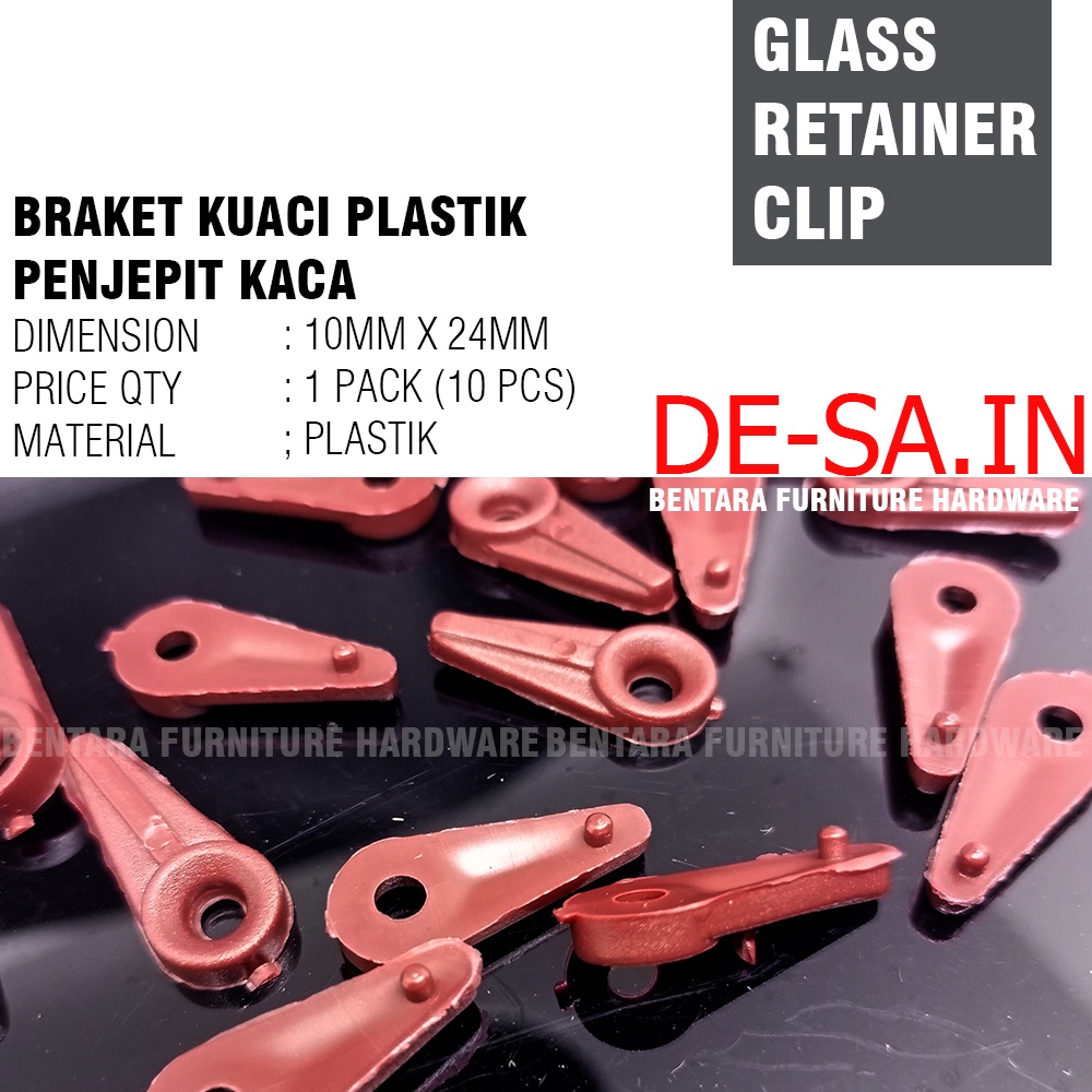 10 x Braket Klip Plastik Coklat Kuaci  - Jepit Kaca Kwaci Glass Retainer Clip Clear