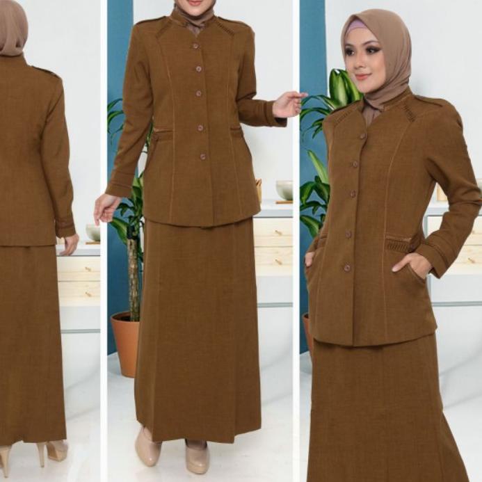 Mall Baju Dinas Wanita Pemda Aceh Blazer PNS ASN Keki Seragam Pemda Khaki Wanita Baju Guru Coklat Tu