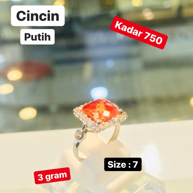 Cincin mas putih asli kadar 750%