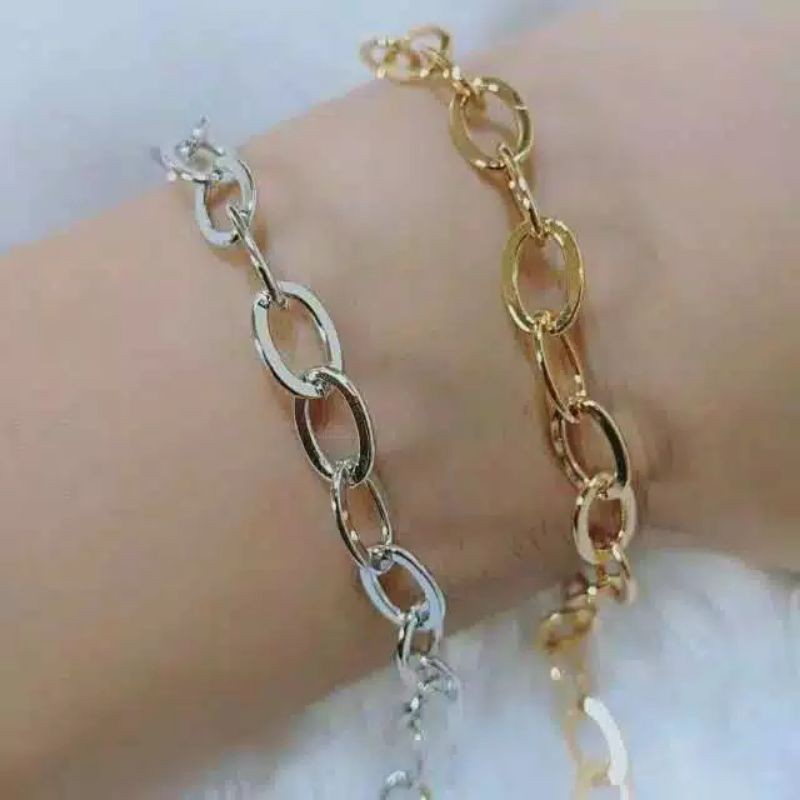 Gelang Xuping Rantai Polos Lapis Emas Perhiasan Fashion L60