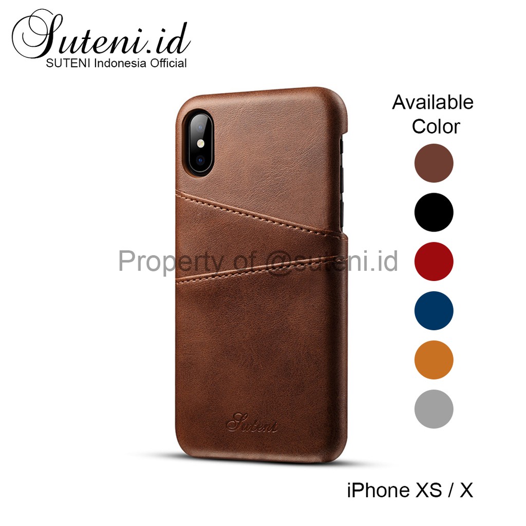 SUTENI Leather Case iPhone XS / X with Card Slot - Casing