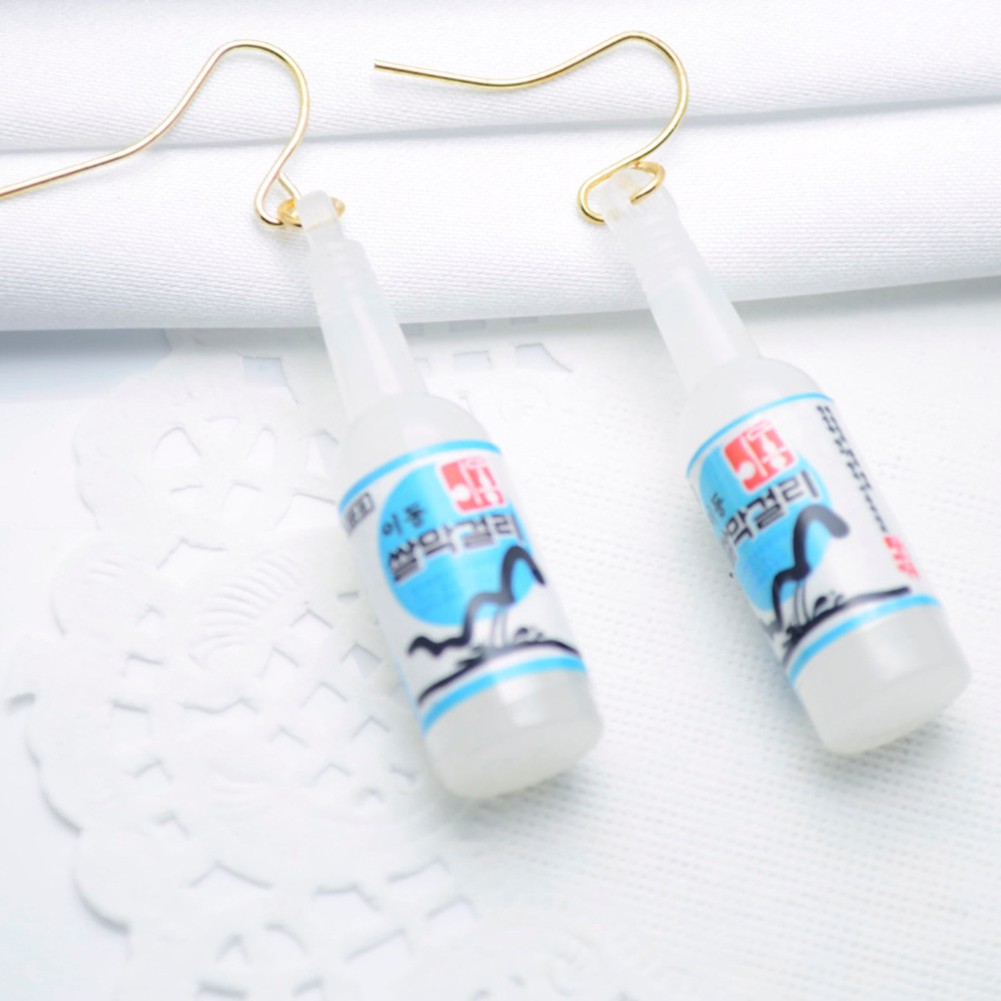 [HOT]1 Pasang Anting Tusuk Bentuk Botol Wine Gaya Korea Kreatif untuk Pesta