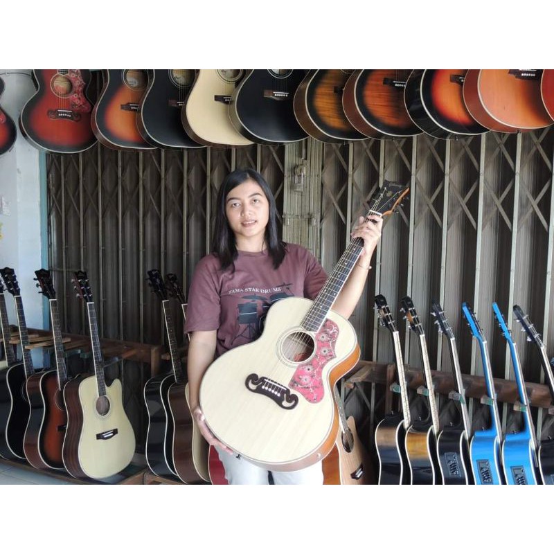 GITAR AKUSTIK ELEKTRIK GIBSON J200 NEK FUL