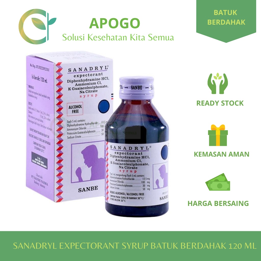 SANADRYL EXPECTORANT 120 ML SIRUP BATUK BERDAHAK