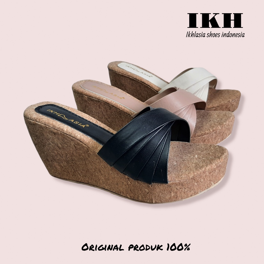 Ikhlasia Big Sale Sandal Wanita Wedges Kipas WG37-3