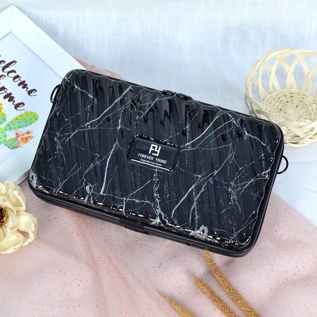 Tas Mini Koper FY Mixed Marble Slash Wanita Import 9138