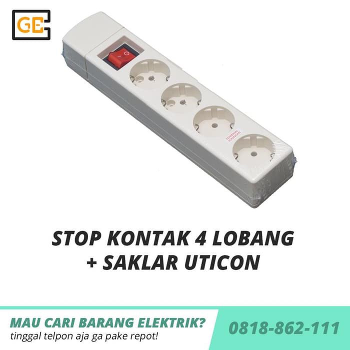 Stop kontak 4lubang + saklar uticon